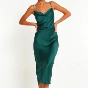 Dark Green Silk Slip Dress Medium NWT
